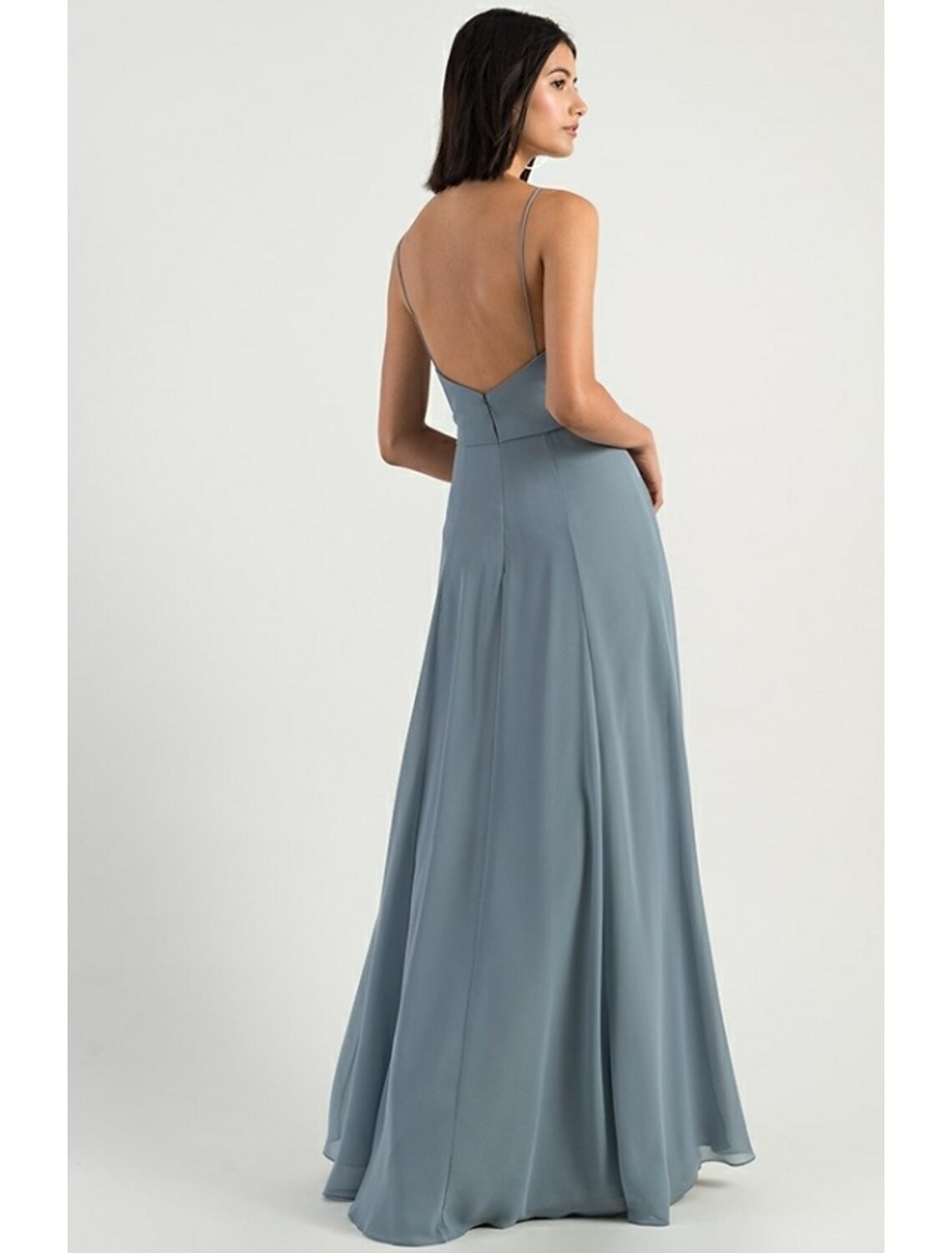 Wholesale A-Line Bridesmaid Dress Spaghetti Strap Sleeveless Open Back Floor Length Chiffon with Split